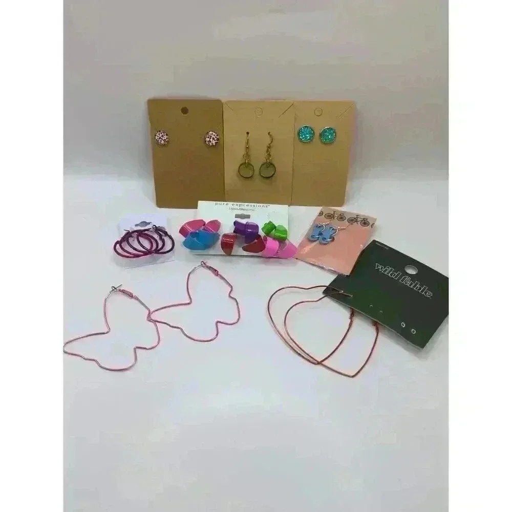 Fun Colorful Earrings 14 Pair Various Styles Mixed Materials Womens Jewelry Lot
